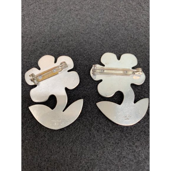 MID Century Pewter Marked JHN Flower Pin Set - Picture 2 of 7